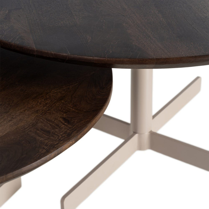 Set de mese de cafea cu blat din lemn și structură metalică [4]