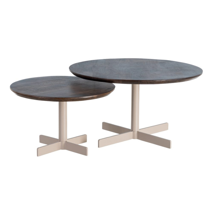 Set de mese de cafea cu blat din lemn și structură metalică [2]