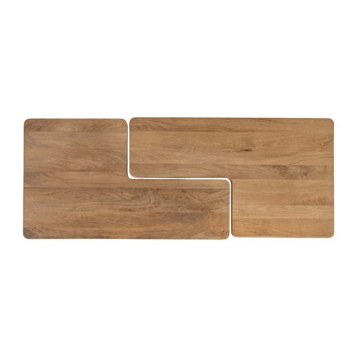 Set de 2 mese de cafea din lemn de mango cu forme joase naturale [12]