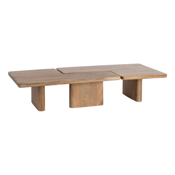 Set de 2 mese de cafea din lemn de mango cu forme joase naturale [5]