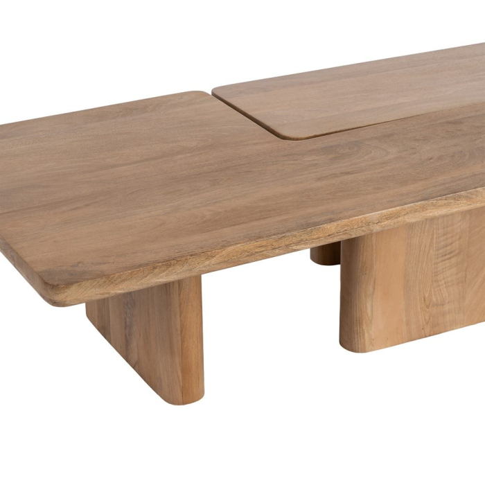 Set de 2 mese de cafea din lemn de mango cu forme joase naturale [7]