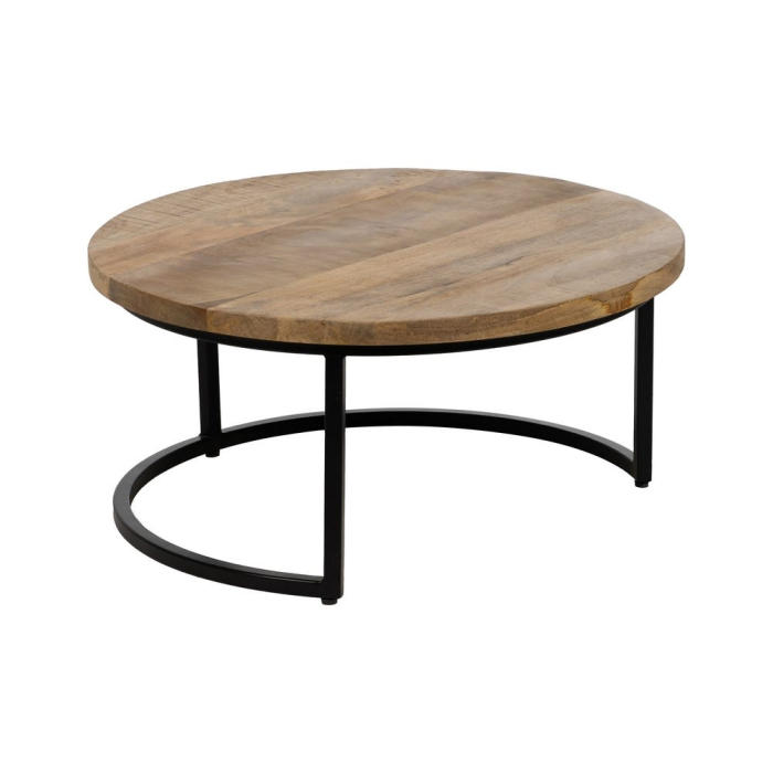 Pereche mese cafea rotunde lemn mango metal negru Ixia [5]