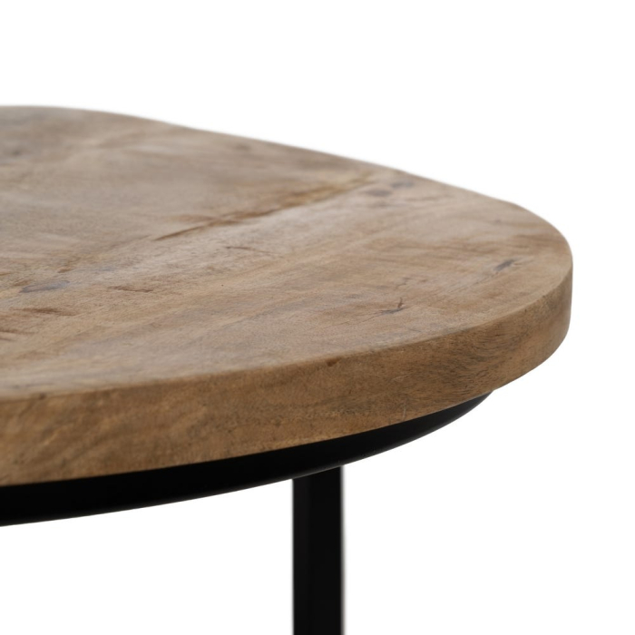 Pereche mese cafea rotunde lemn mango metal negru Ixia [6]