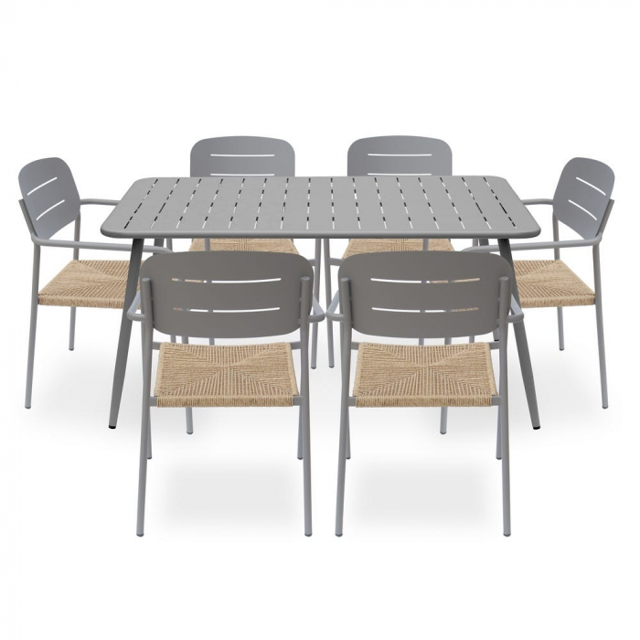 Set de 2 mese Pankow Limo în grădină cu mobilier scandinav și perne crem [5]