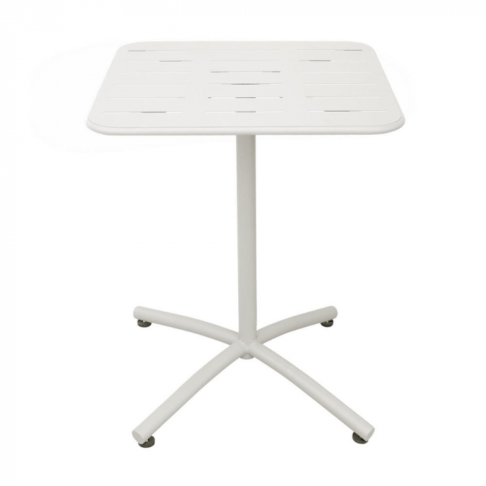 Set de 2 mese compacte din aluminiu cu picior central și blat perforat pentru drenaj – perfecte pentru terase, cafenele sau balcoane înguste [1]