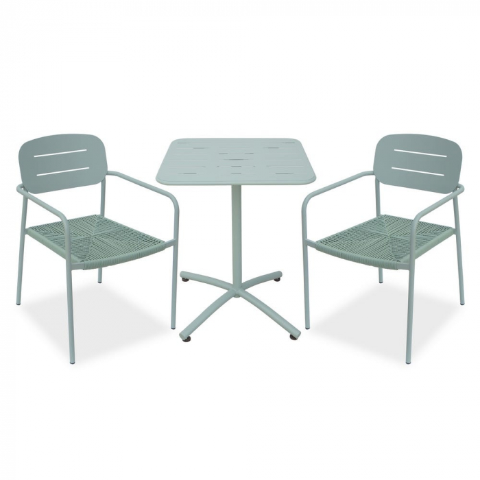 Set de 2 Mese Pankow Square Mint 60 x 60 cm – aluminiu, blat perforat, exterior, pastel [2]