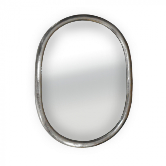 Set de 2 oglinzi decorative Liscio cu ramă metalică argintie, formă ovală și margini fluide – pentru spații moderne sau eclectice [1]