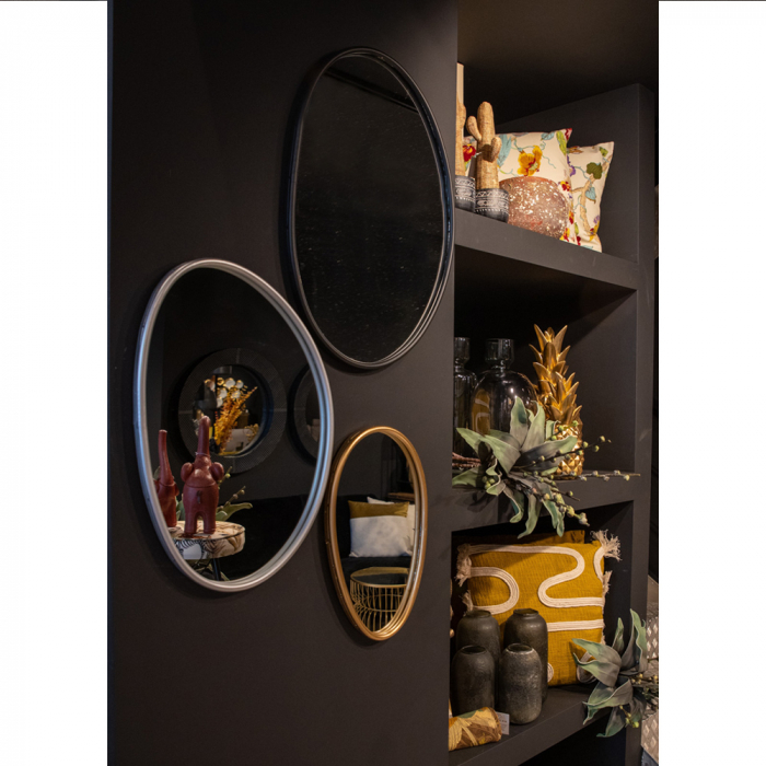 set de 2 oglinzi decorative ovale aurii design organic stone [2]