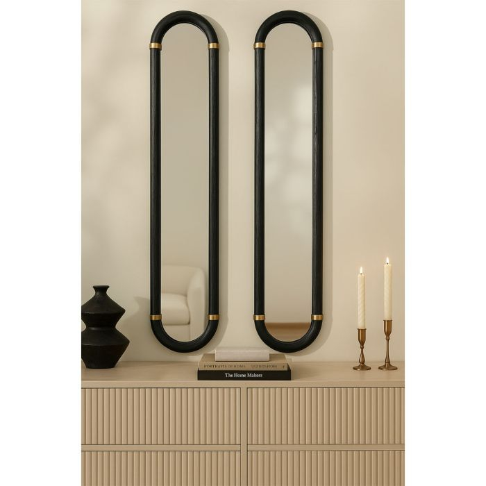 Set 2 oglinzi Colombo negru auriu, design minimalist din lemn, ideal pentru spații moderne [2]