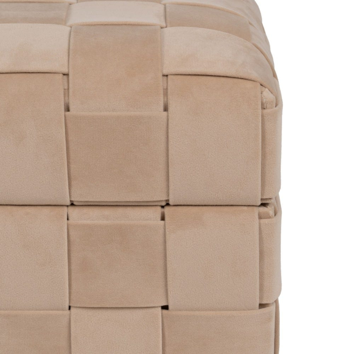 Set de 2 pufuri cu ladă bej din material textil cu structură MDF [7]