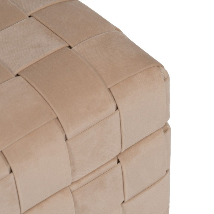 Set de 2 pufuri cu ladă bej din material textil cu structură MDF [4]