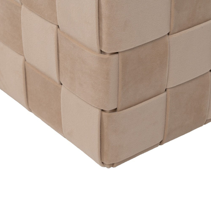 Set de 2 pufuri cu ladă bej din material textil cu structură MDF [9]