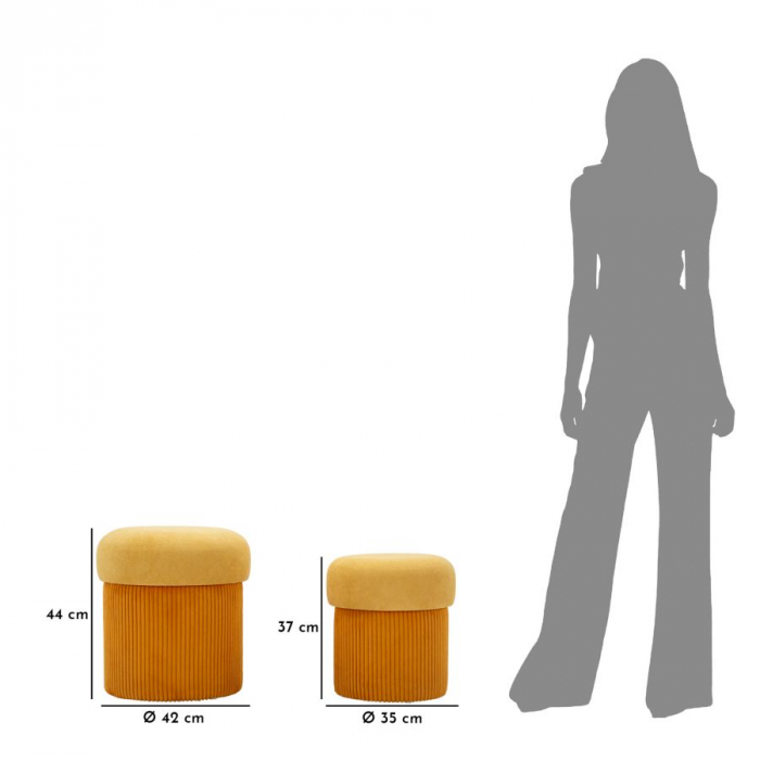 Set de 2 pufuri cu spațiu de depozitare galbene Aspen [8]