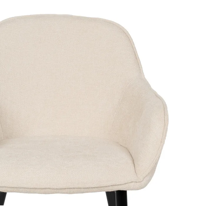 Scaune alb crem cu brațe și design curbat – set 2 bucăți, moderne [5]