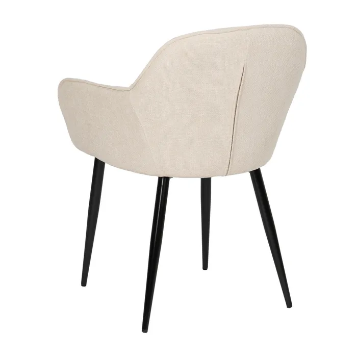 Scaune alb crem cu brațe și design curbat – set 2 bucăți, moderne [4]