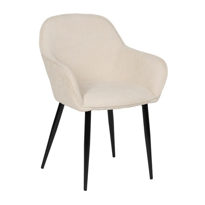 Scaune alb crem cu brațe și design curbat – set 2 bucăți, moderne [2]