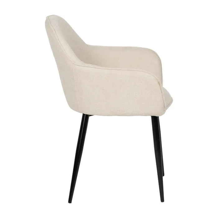 Scaune alb crem cu brațe și design curbat – set 2 bucăți, moderne [3]
