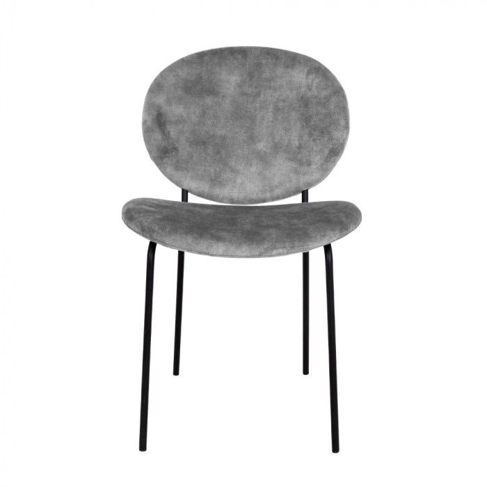 Set 2 scaune Beetle argintii, catifea luxoasă, picioare metalice negre, stil glam modern [4]