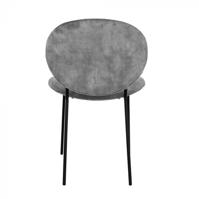 Set 2 scaune Beetle argintii, catifea luxoasă, picioare metalice negre, stil glam modern [5]