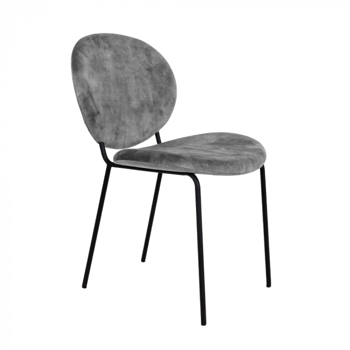 Set 2 scaune Beetle argintii, catifea luxoasă, picioare metalice negre, stil glam modern [1]