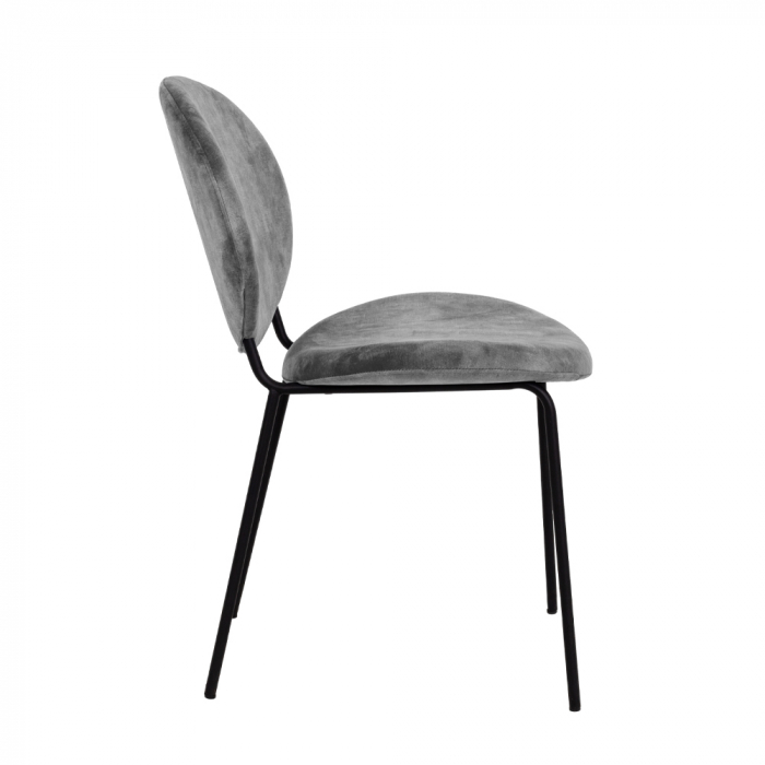 Set 2 scaune Beetle argintii, catifea luxoasă, picioare metalice negre, stil glam modern [2]