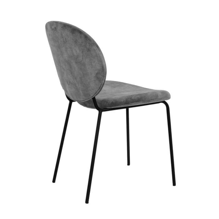 Set 2 scaune Beetle argintii, catifea luxoasă, picioare metalice negre, stil glam modern [3]