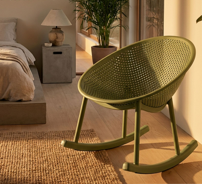 Set 2 scaune balansoar terasa plastic verde perforat 66x88x80 cm [11]