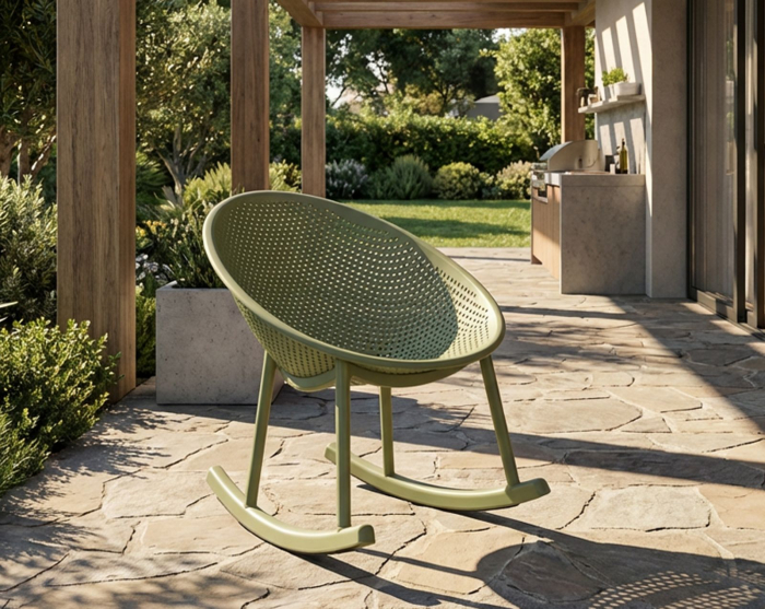 Set 2 scaune balansoar terasa plastic verde perforat 66x88x80 cm [10]