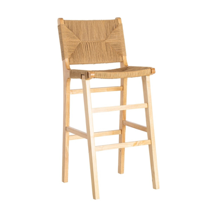 Scaune bar lemn natural cu împletitură din sfoară de hârtie – set 2 [2]