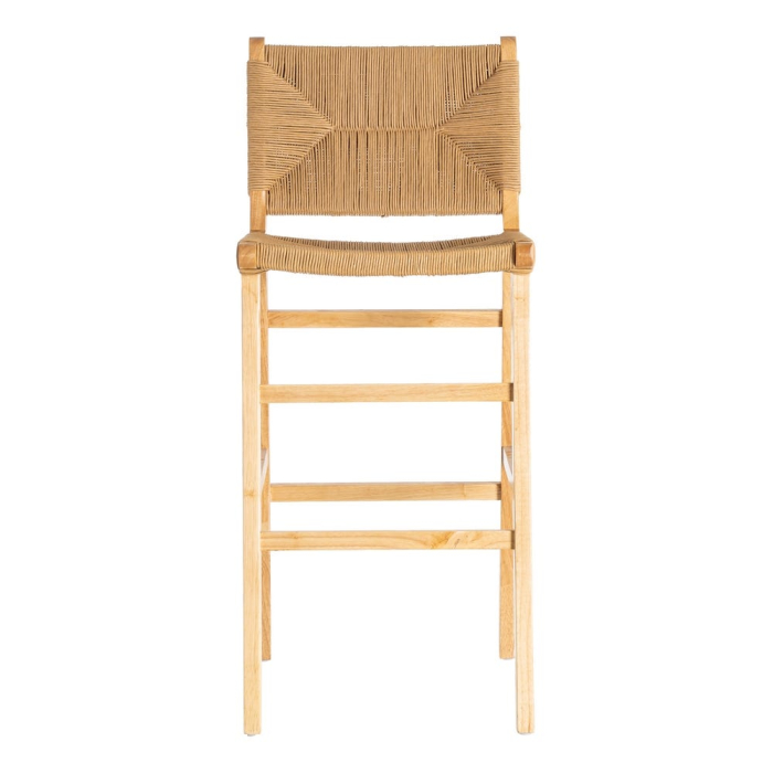 Scaune bar lemn natural cu împletitură din sfoară de hârtie – set 2 [3]