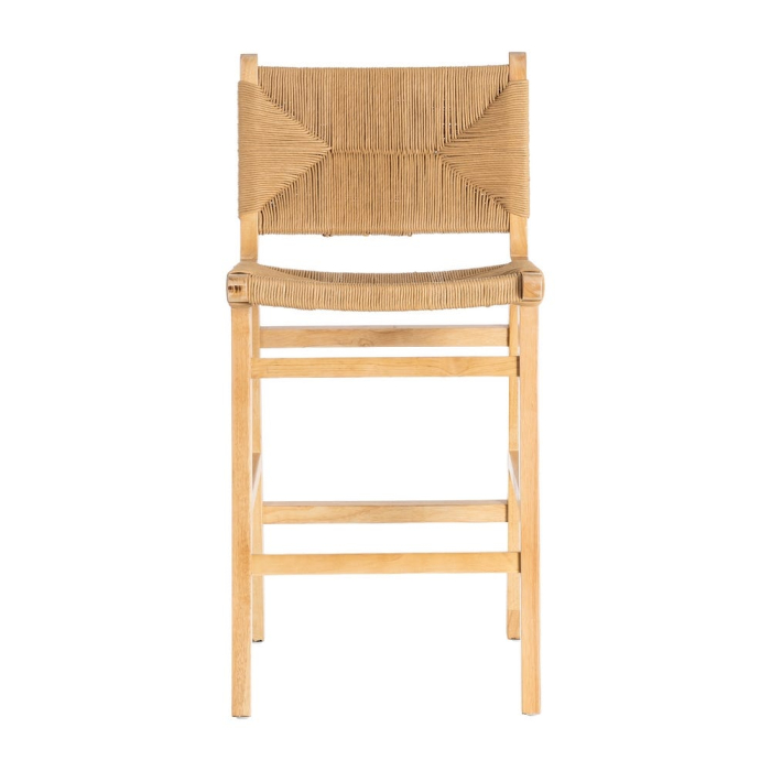 Scaune bar lemn natural cu șezut și spătar împletite – set 2 [3]