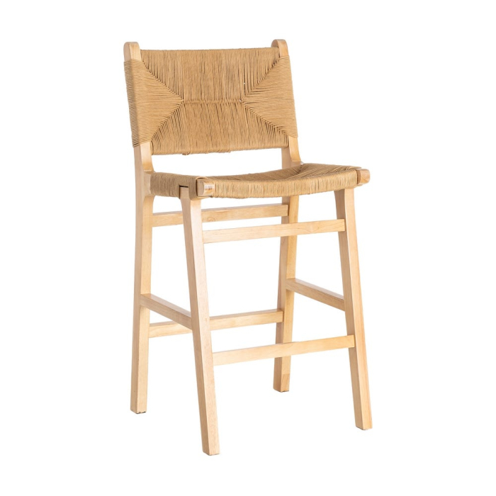 Scaune bar lemn natural cu șezut și spătar împletite – set 2 [2]