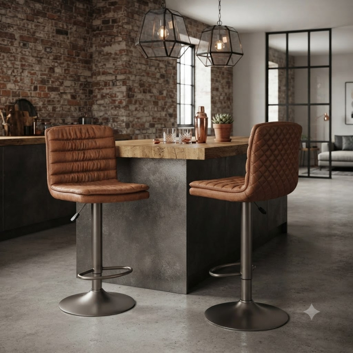 scaune bar maro gunmetal inaltime reglabila industrial [6]
