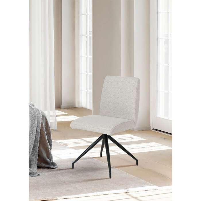 Set 2 scaune Arm bej, boucle elegant, mâner decorativ, picioare metalice negre [3]