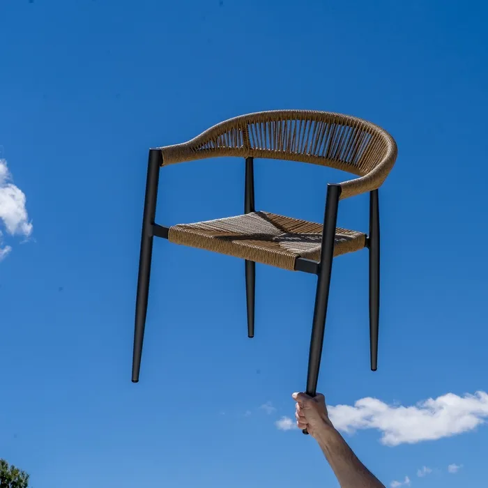 Set 2 scaune exterior stivuibile din polietilenă împletită și aluminiu pentru grădină și HoReCa [3]