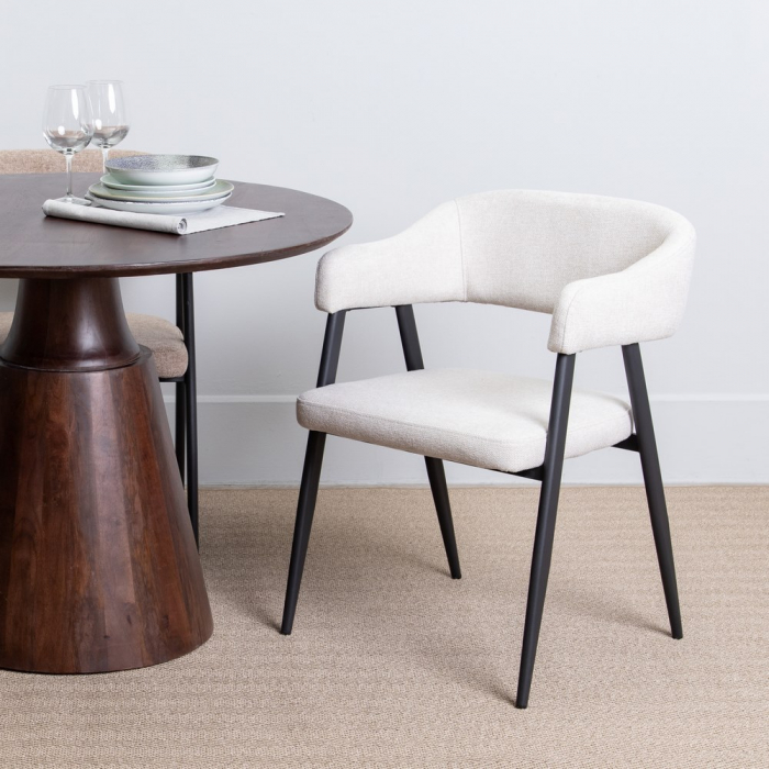 Set scaune crem stofa si metal|Scaune elegante pentru interioare rafinate [2]