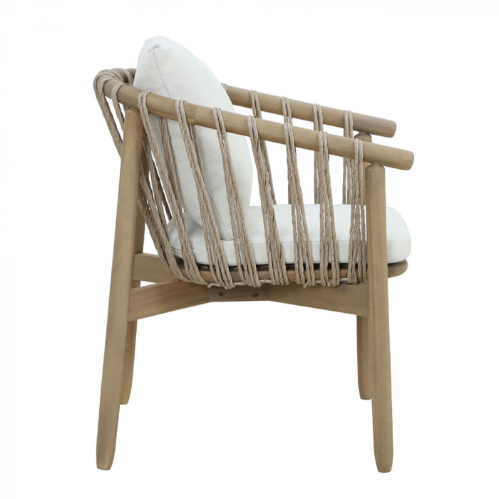 Set 2 scaune natural alb Corda cu pernă, lemn de acacia și frânghii [6]