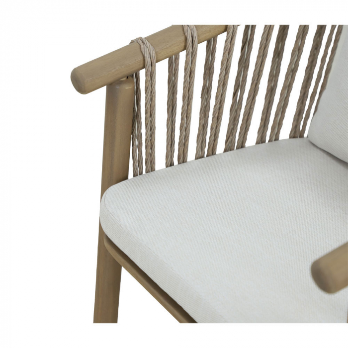 Set 2 scaune natural alb Corda cu pernă, lemn de acacia și frânghii [11]