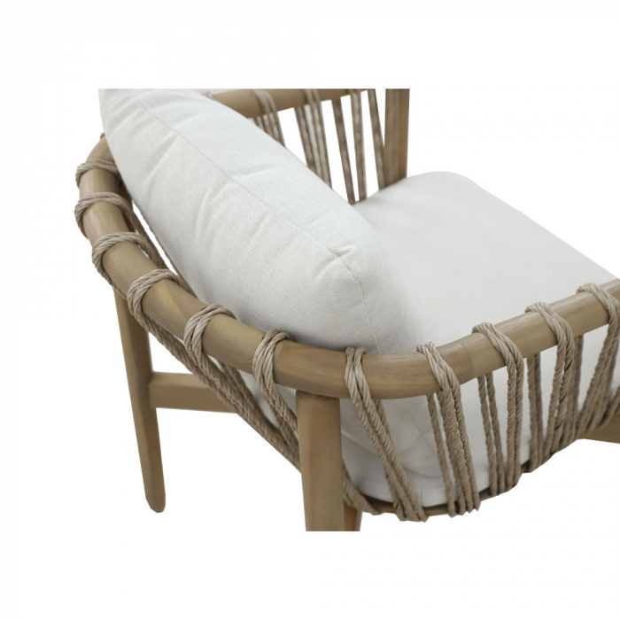 Set 2 scaune natural alb Corda cu pernă, lemn de acacia și frânghii [13]