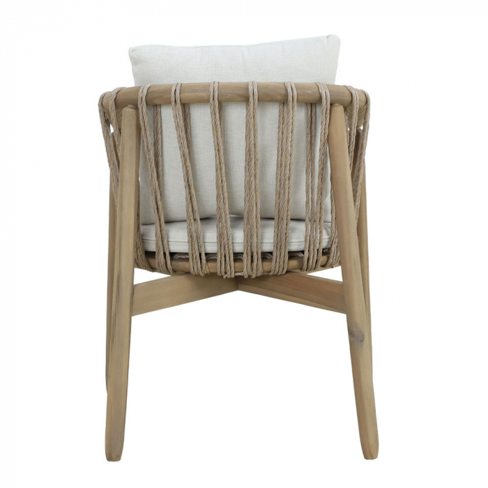 Set 2 scaune natural alb Corda cu pernă, lemn de acacia și frânghii [8]