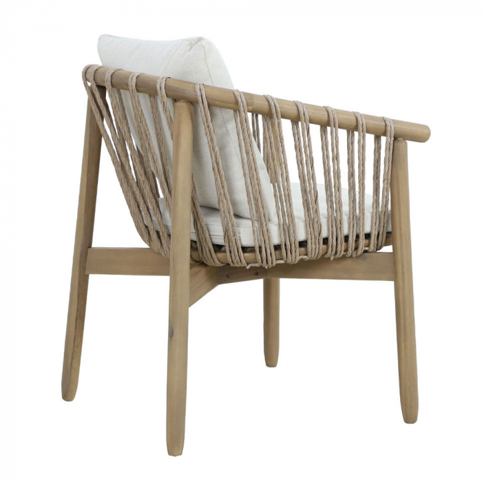 Set 2 scaune natural alb Corda cu pernă, lemn de acacia și frânghii [7]