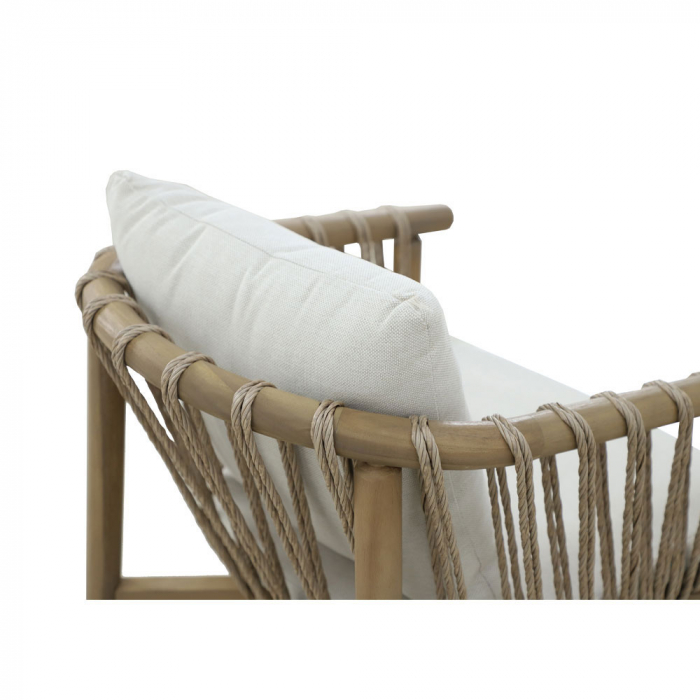 Set 2 scaune natural alb Corda cu pernă, lemn de acacia și frânghii [14]