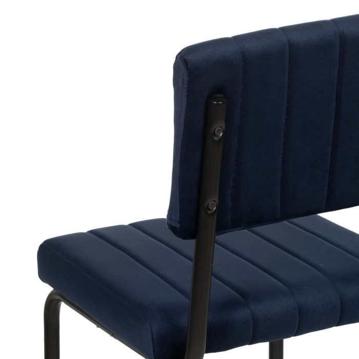 Scaun bar albastru din catifea matlasată cu cadru metalic negru – stil horeca modern [8]