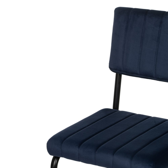 Scaun bar albastru din catifea matlasată cu cadru metalic negru – stil horeca modern [6]