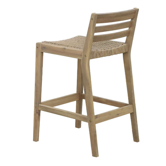 Set de 2 scaune de bar din lemn de acacia bej cu șezut împletit [9]