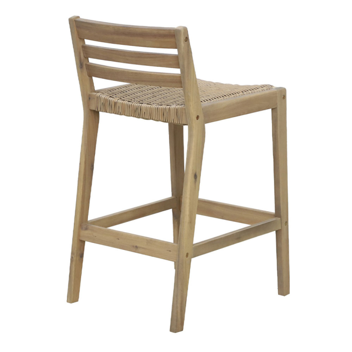 Set de 2 scaune de bar din lemn de acacia bej cu șezut împletit [7]