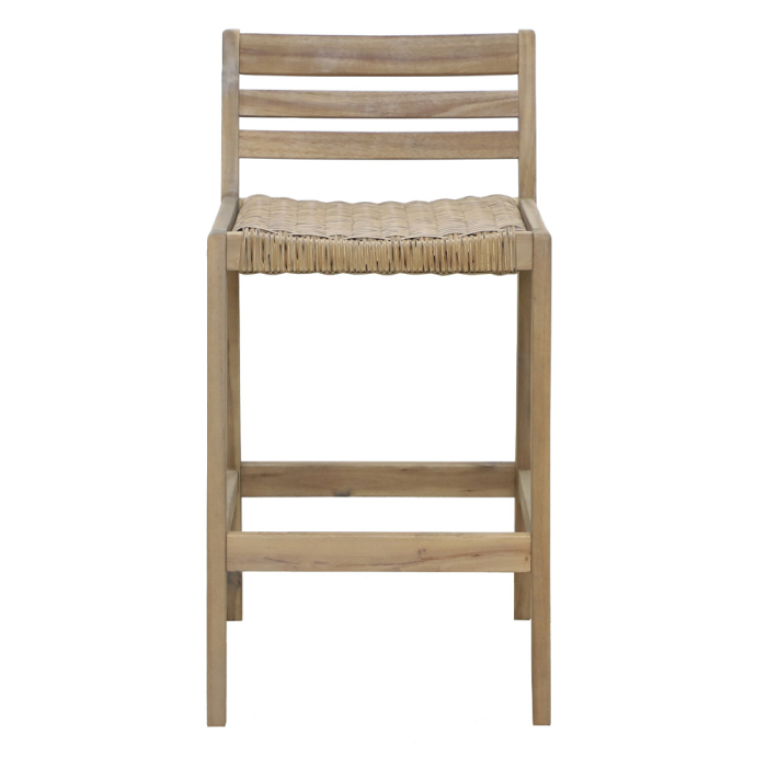 Set de 2 scaune de bar din lemn de acacia bej cu șezut împletit [5]