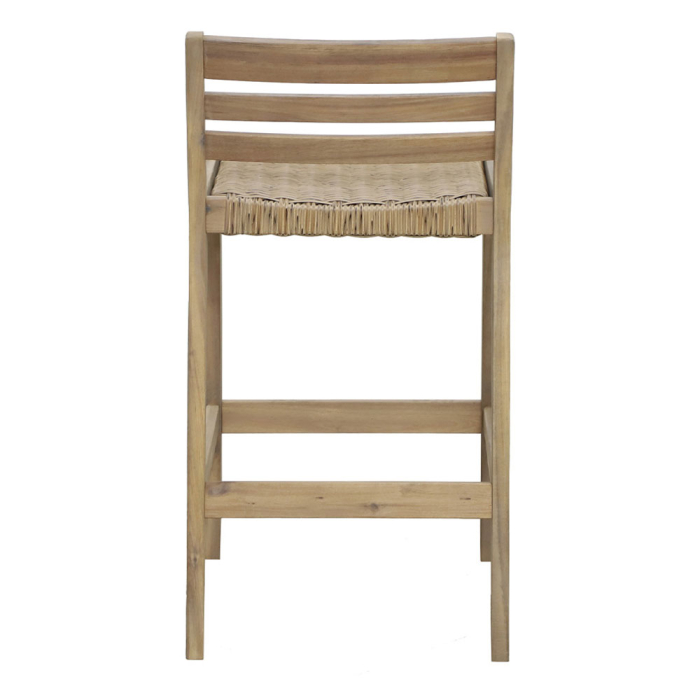 Set de 2 scaune de bar din lemn de acacia bej cu șezut împletit [8]
