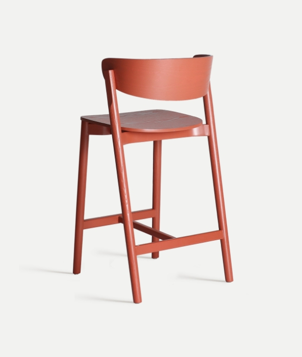 Set de 2 scaune de bar din lemn de frasin coral cu spatar curbat VREDEN [2]