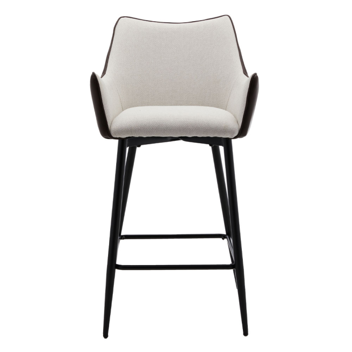 Set de 2 scaune de bar din stofă crem cu exterior din piele ecologică [2]